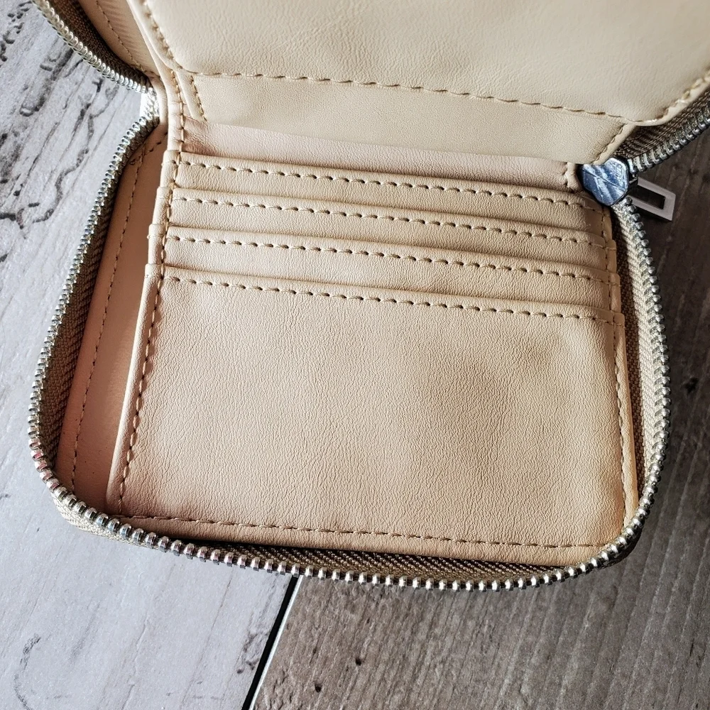 GUESS Los Angeles Abree Small Zip-Around Metallic Rose Gold Wallet NWOT
